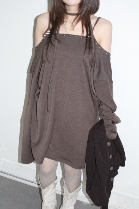 히피디피 loose stud long tee (3color)