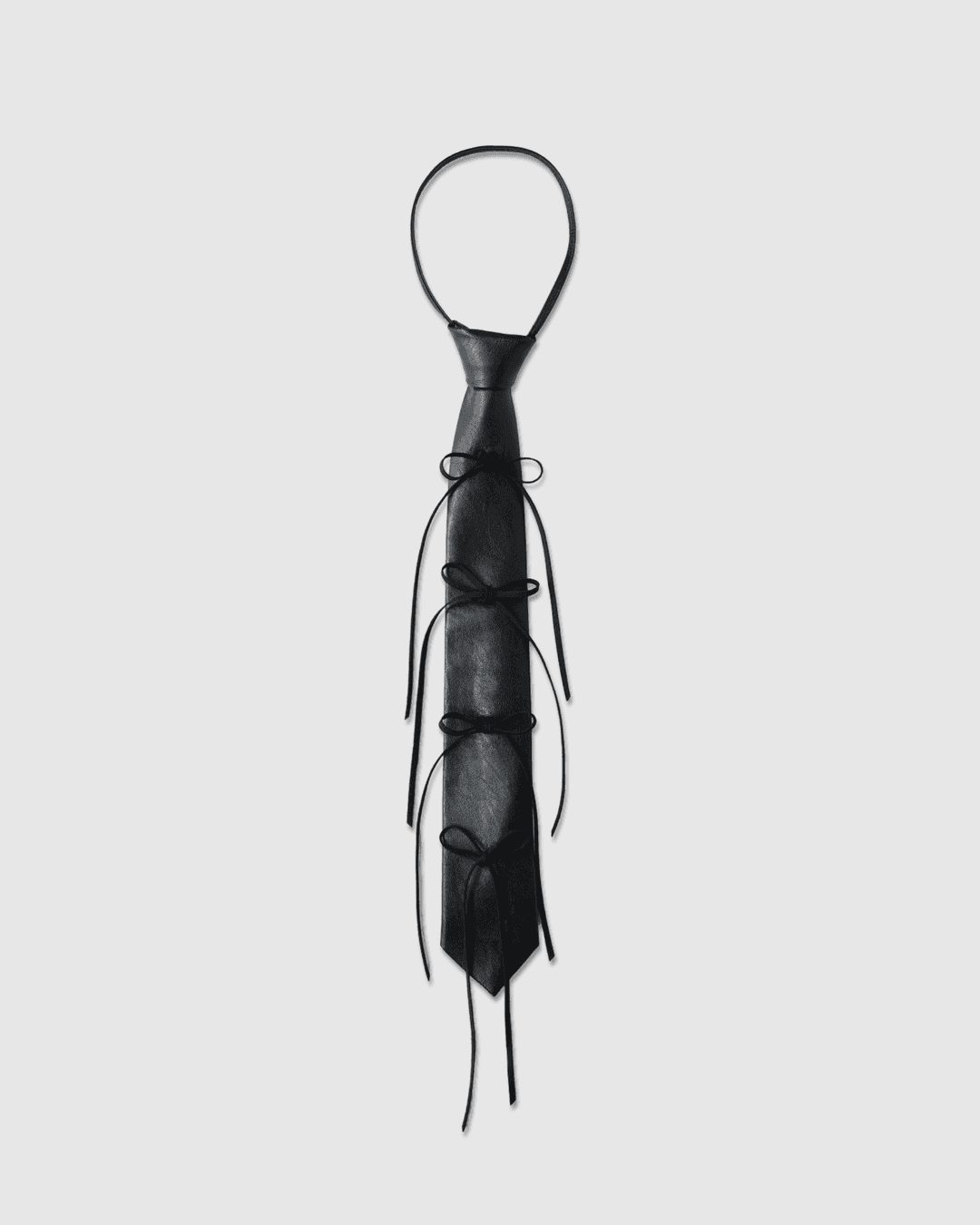 【 RONE PARC×renya 】 Leather ribbon rope tie (black)
