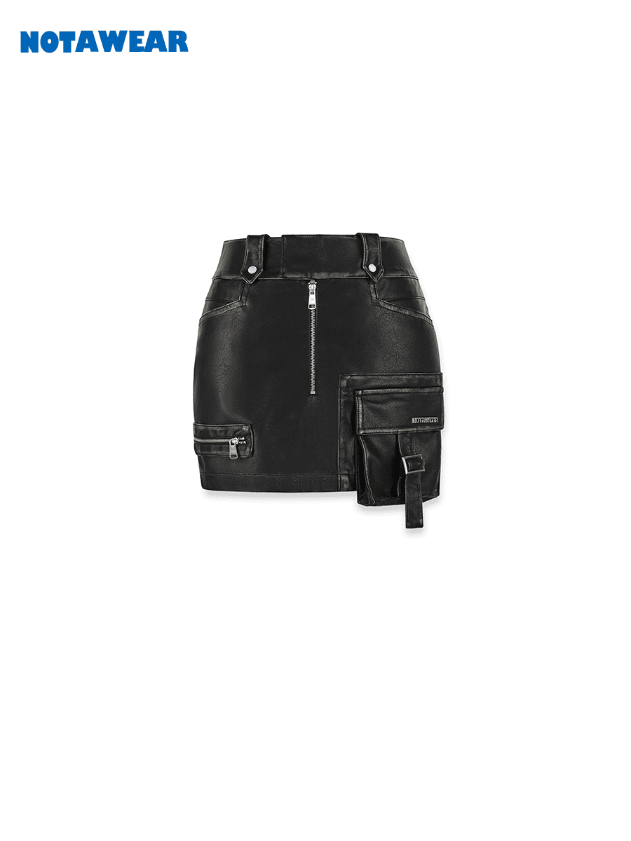[NOTAWEAR] Unforgettable Punk Girl - Workwear Leather Skirt