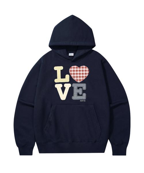 헬로 월드 패치워크 LOVE 후드티_네이비