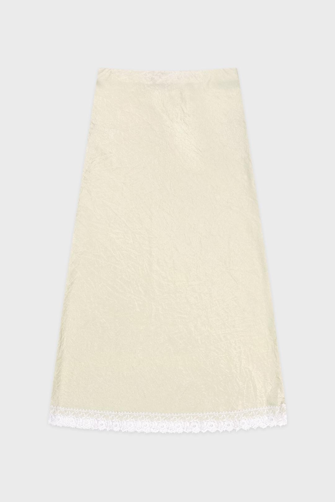 Satin Lace Long Skirt (Cream)