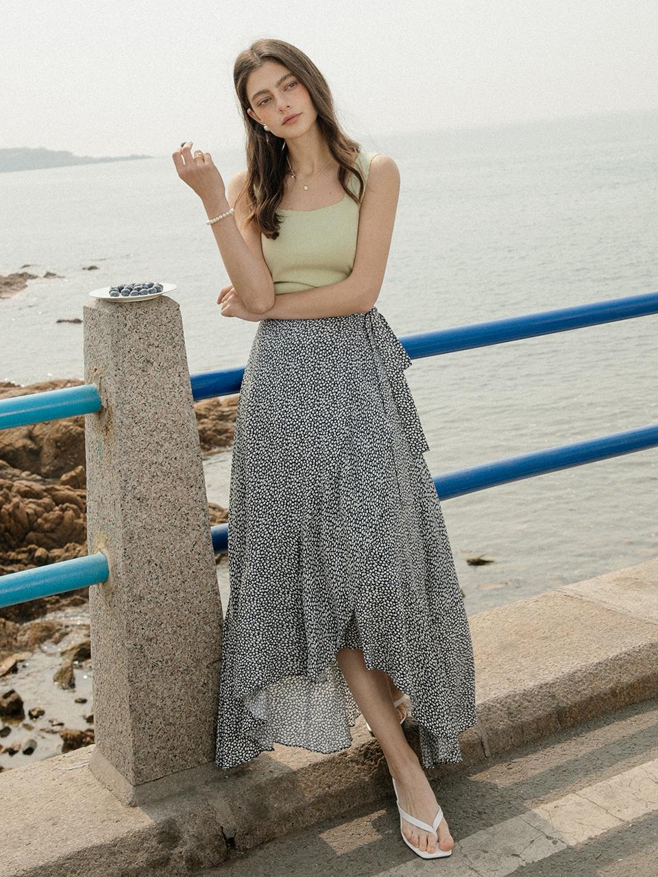 STELLY ruffled wrap skirt_black