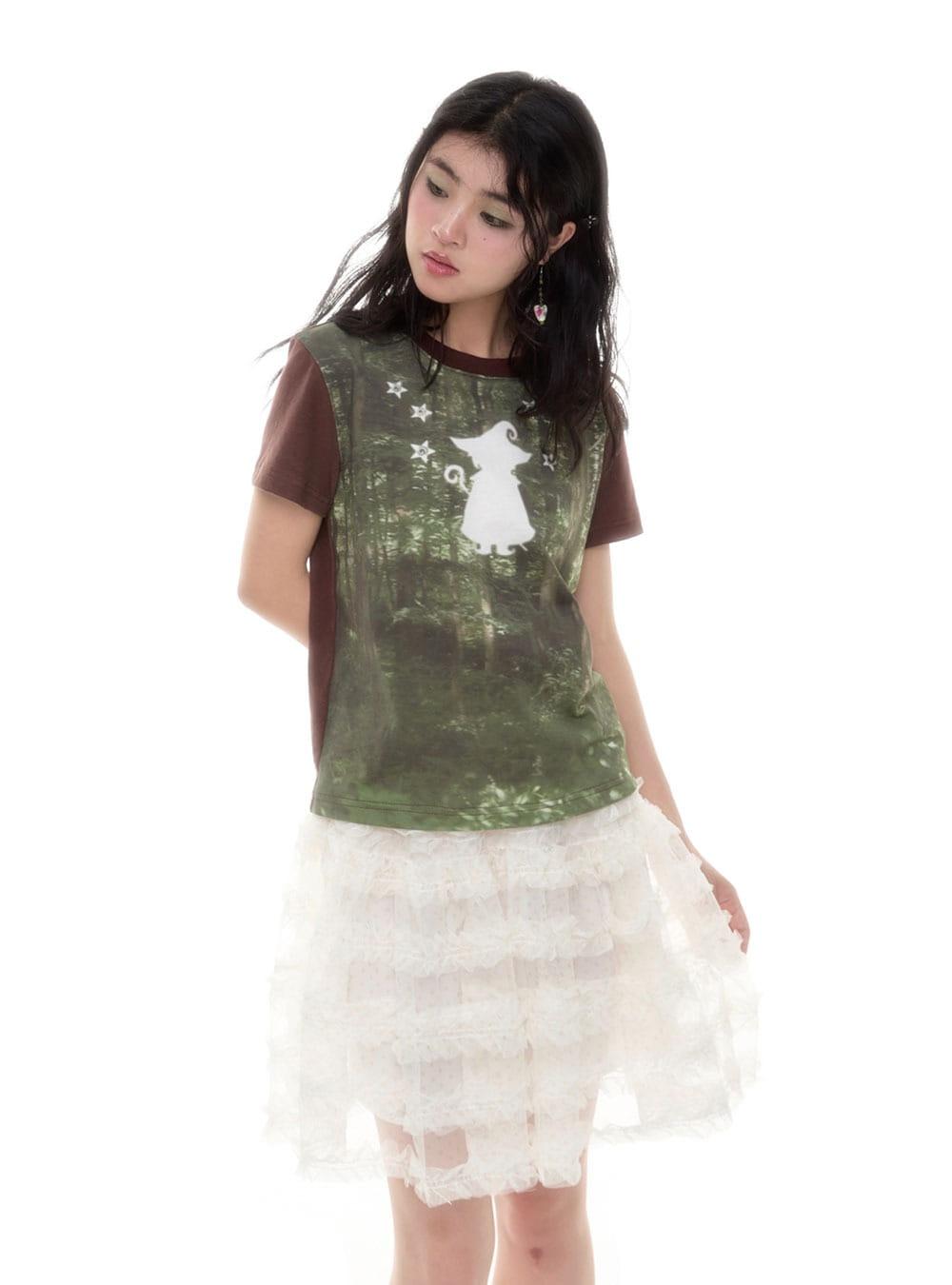 Magic Forest All-Over Print Contrast Top