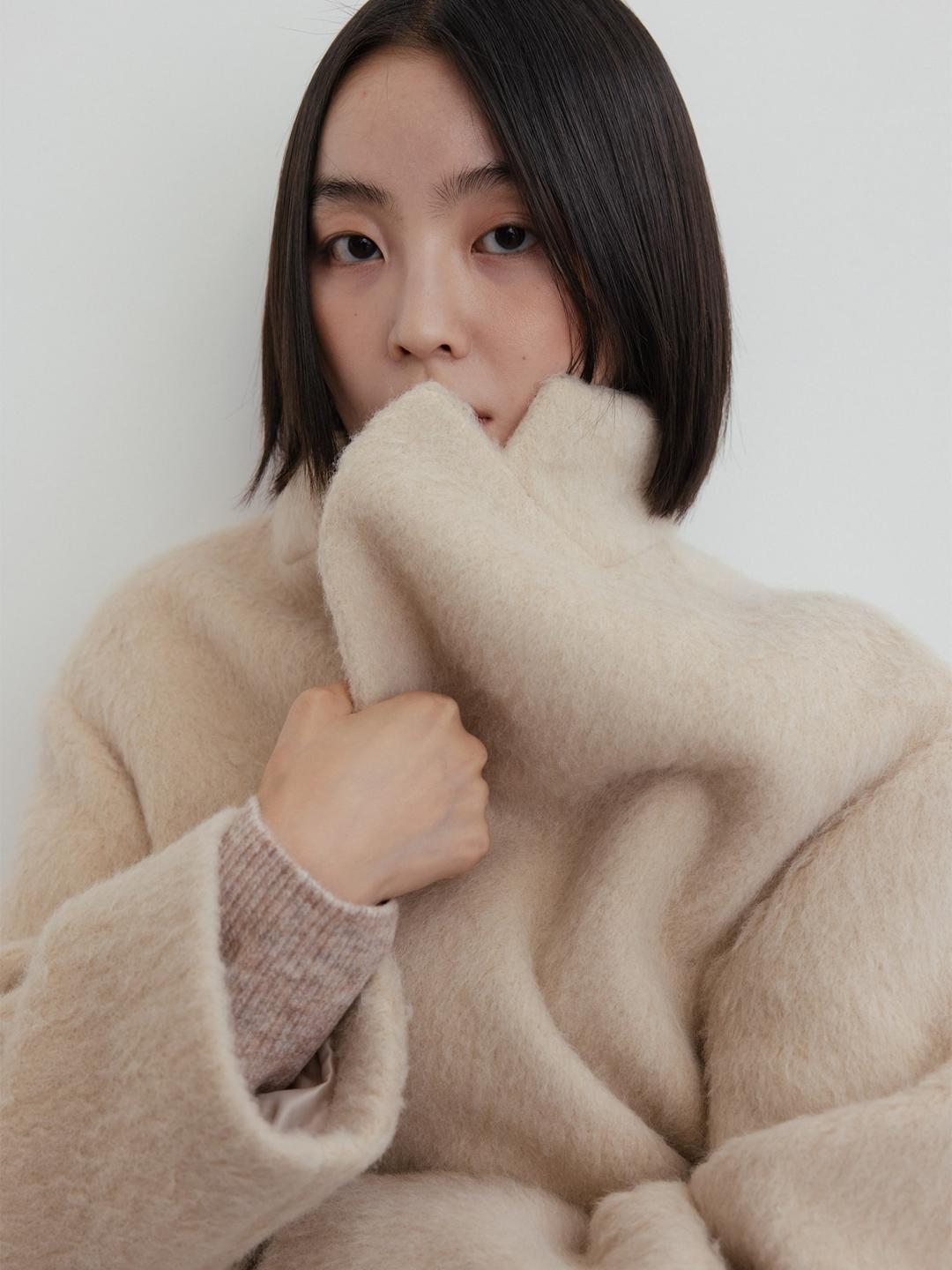 Alpaka Blended Half Coat - Beige