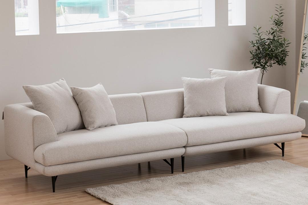 1+1커버 증정 DK080 4인 모듈형 베이지 워셔블+풀커버링 패브릭 소파