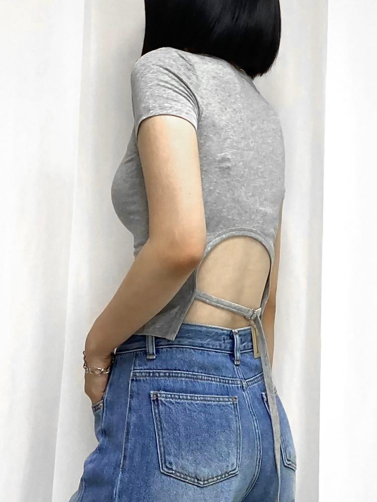 백리스 버클 반팔 티셔츠 (3color)