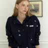 [9/18 예약배송] Margaret Embroidery Button-down Sweatshirt - Navy