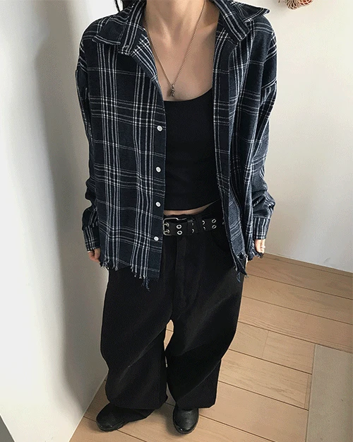 [unisex] 빈티지 체크 셔츠 자켓