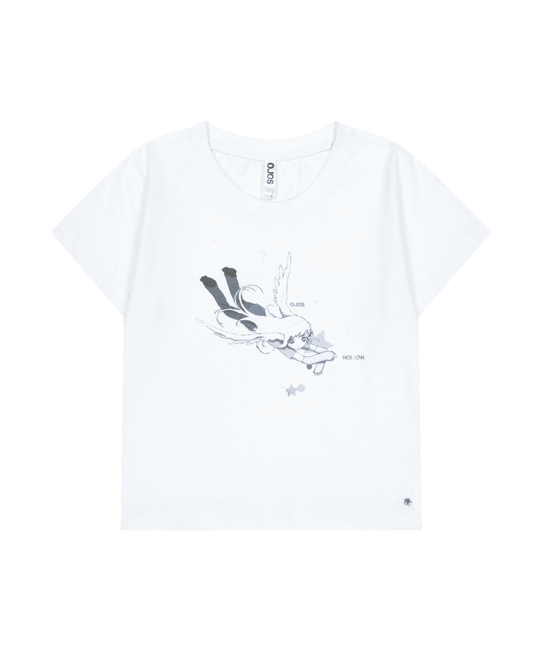 OJOS x NOITOW SHU Graphic Crop T-shirt / White