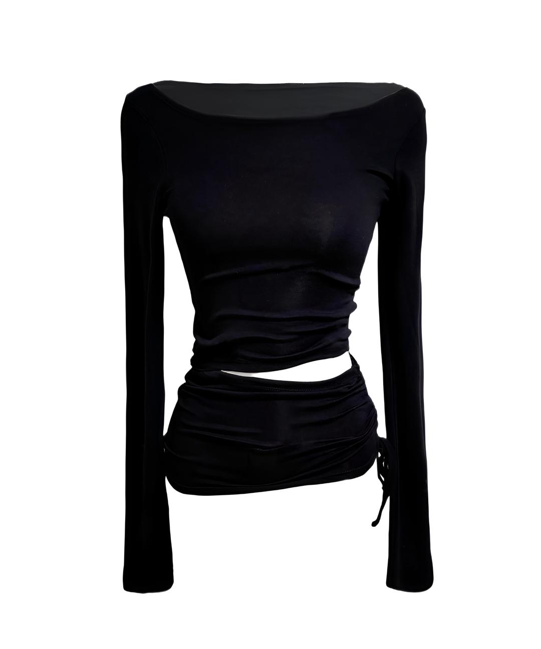 Side slit & shirring T (2. BLACK)