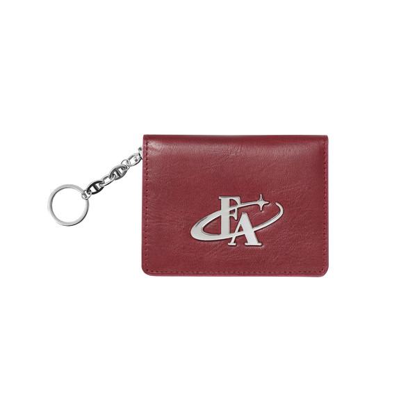 Metal logo flap card wallet Wine
