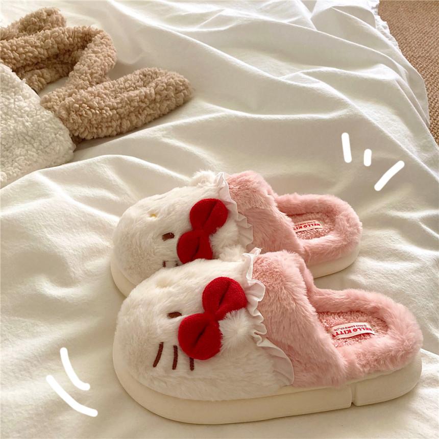 마이멜로디 키티 시노모롤 펄 슬리퍼 Fur Slippers