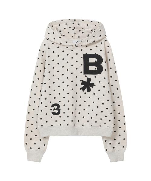 B logo 슬림핏 후드 티셔츠 [도트 오트밀]