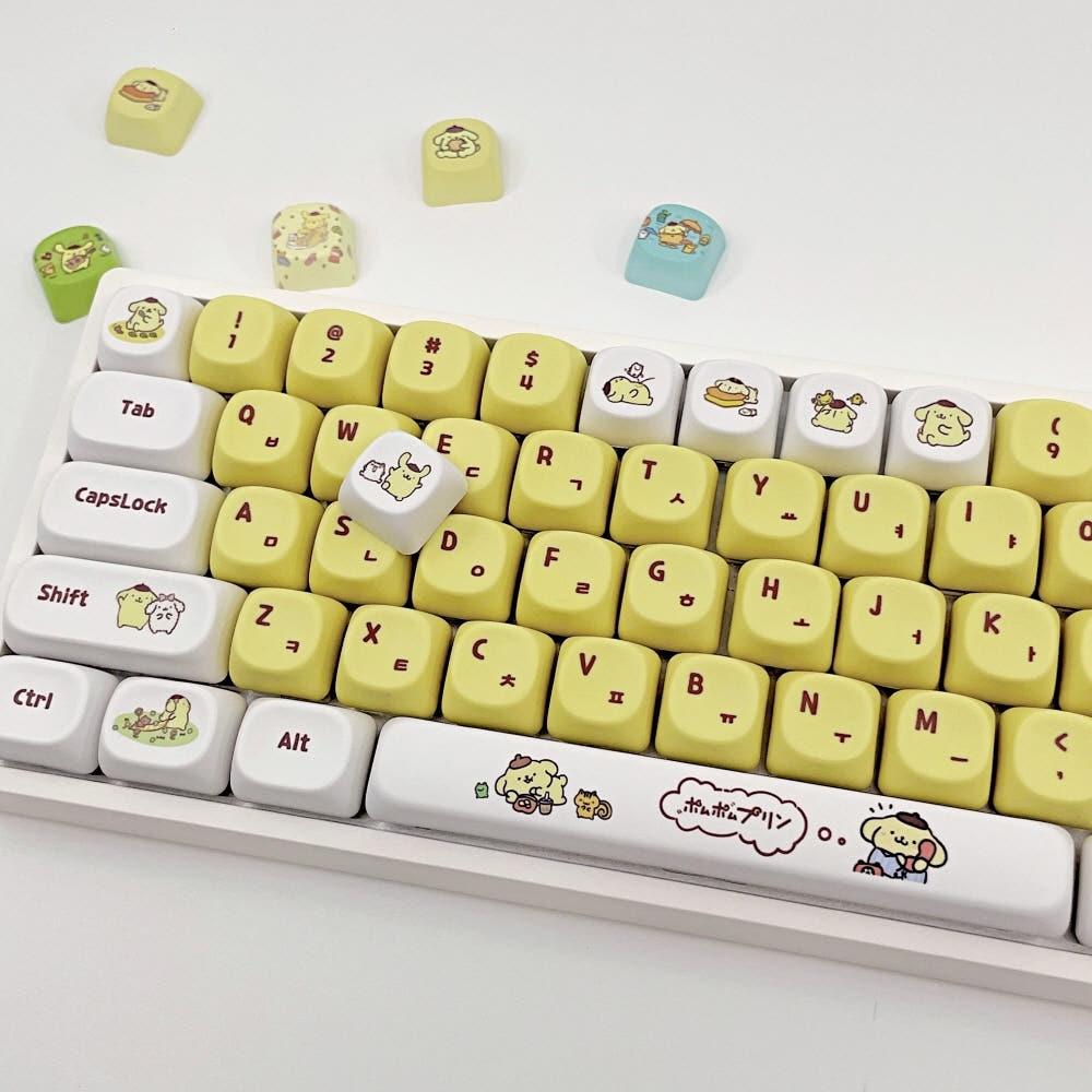 MOA 캐릭터 한글 영어 각인 키캡 PBT 염료승화 MAC키(12가지), 옐로우 폼폼푸린