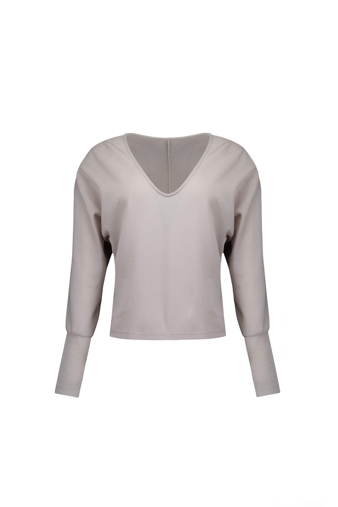 VOLUME V-NECK TOP (LIGHT GRAY)