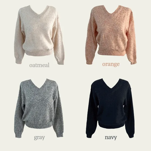 [울15%] 클래식 무드! 헤이즐 울 브이넥 긴팔 니트 - 4color