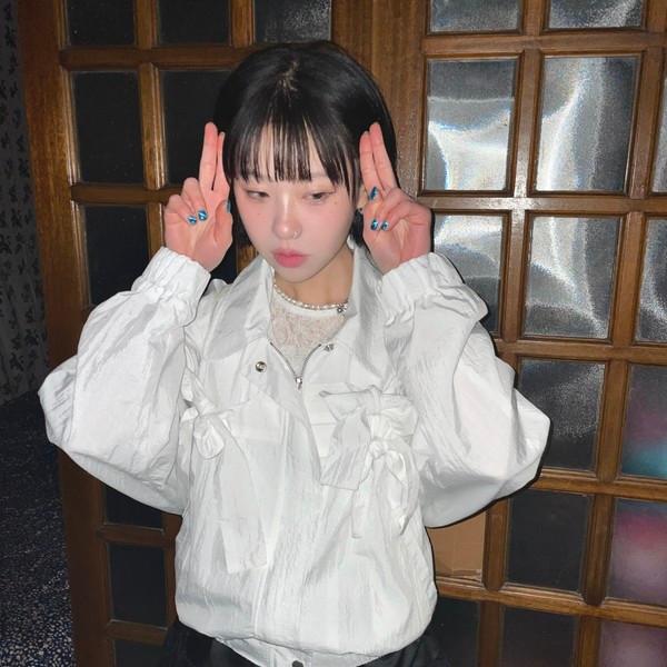 카유 리본 나일론 윈드 점퍼