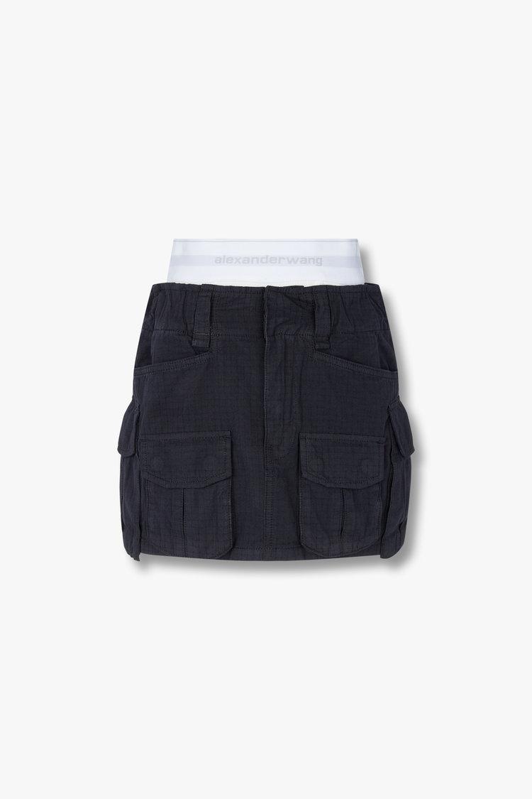 로고 밴딩 레이어드 카고 스커트