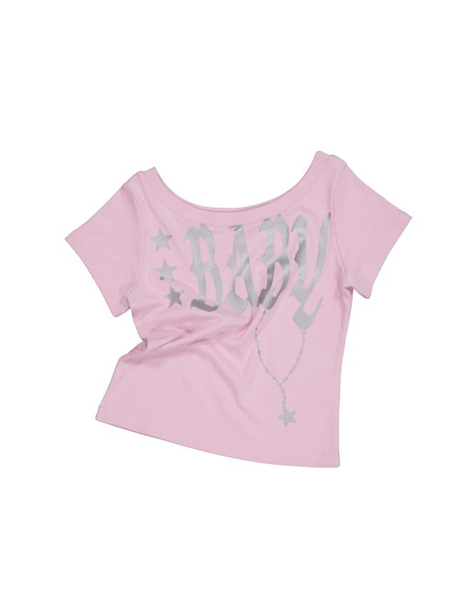 ★SETUP-EXE★BABY WIDE NECK TOP / PINK★正規品/韓国送料込 셋업이엑스이 BABY WIDE NECK TOP / PINK - 위시버킷