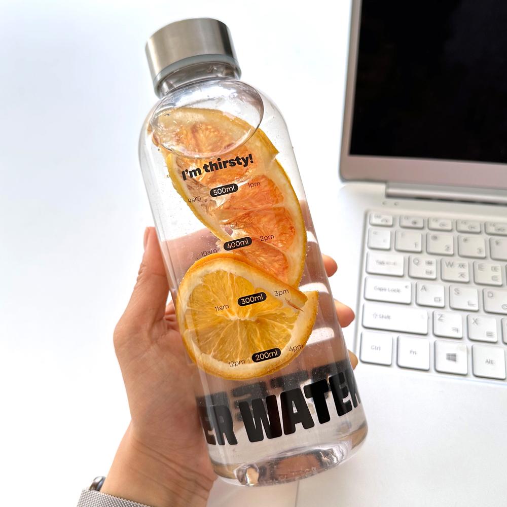 [루틴보틀] '물습관을 만들어요' 시간체크 물병 트라이탄 다이어트 선물 텀블러 600ml