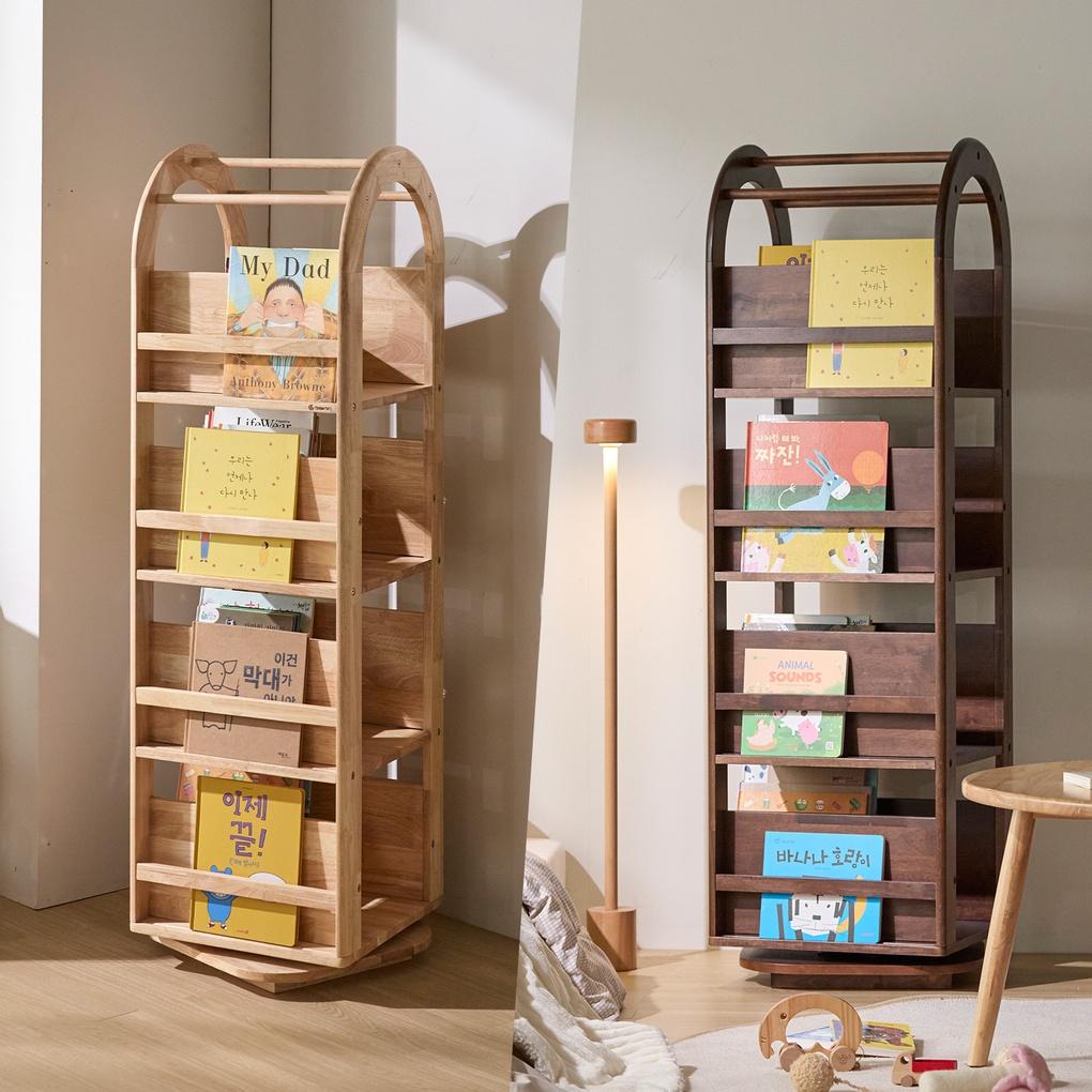 올라운드 4단 원목 회전책장 아기 유아 어린이책장 택1
