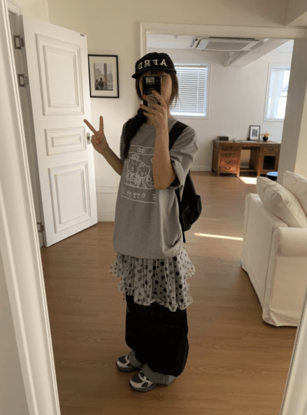 dot layered skirt (2color)