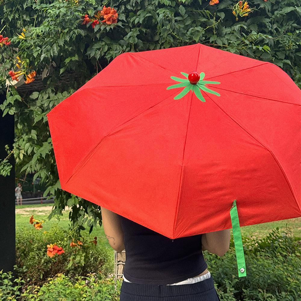 어프어프 토마토 3단 우산 양산 접이식 휴대용 미니 UV차단 암막 우양산 장마철 선물
