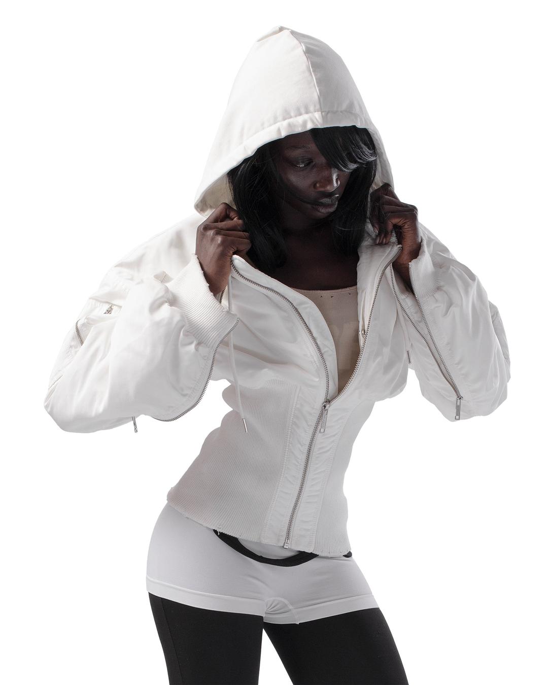 White Fitted Bomber - S