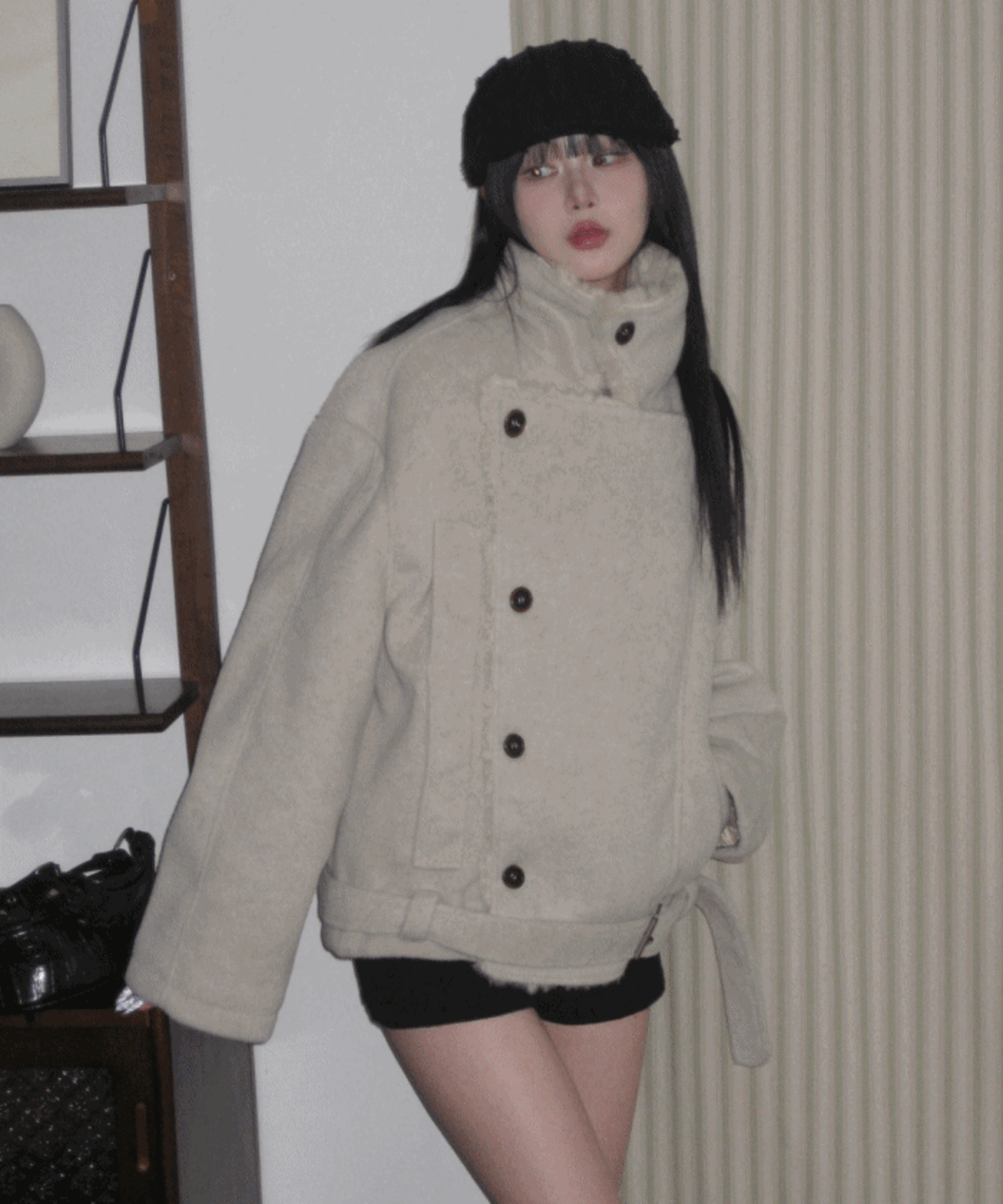 [❄️한겨울,3온스 누빔]퍼 더블 카라 벨트 모직 울 코트 자켓