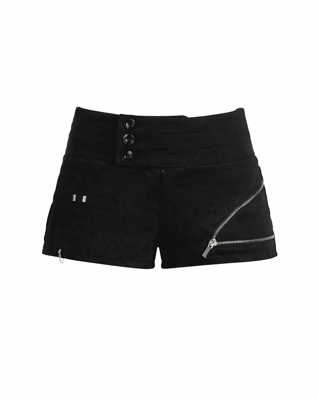 Clip zip placket short pants (BLACK)
