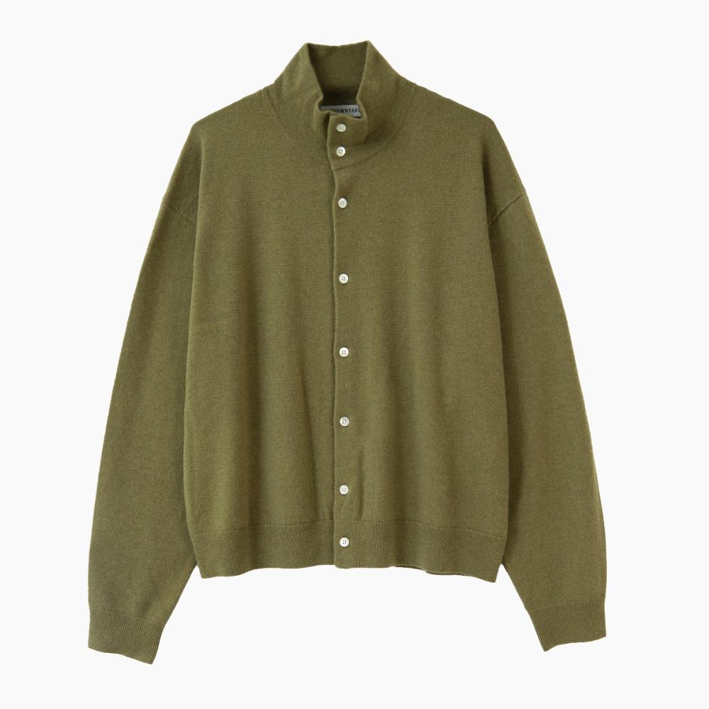 BROWNYARD Cashmere Stand Collar Cardigan "Olive\"