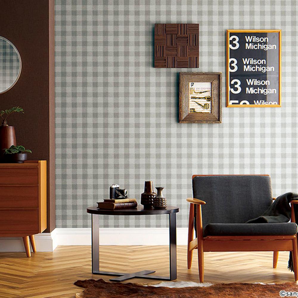 산게츠 수입벽지 캐주얼 체크 무늬 벽지