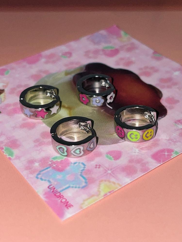 키치 아이콘 볼드 미니 링 피어싱/귀걸이 오김