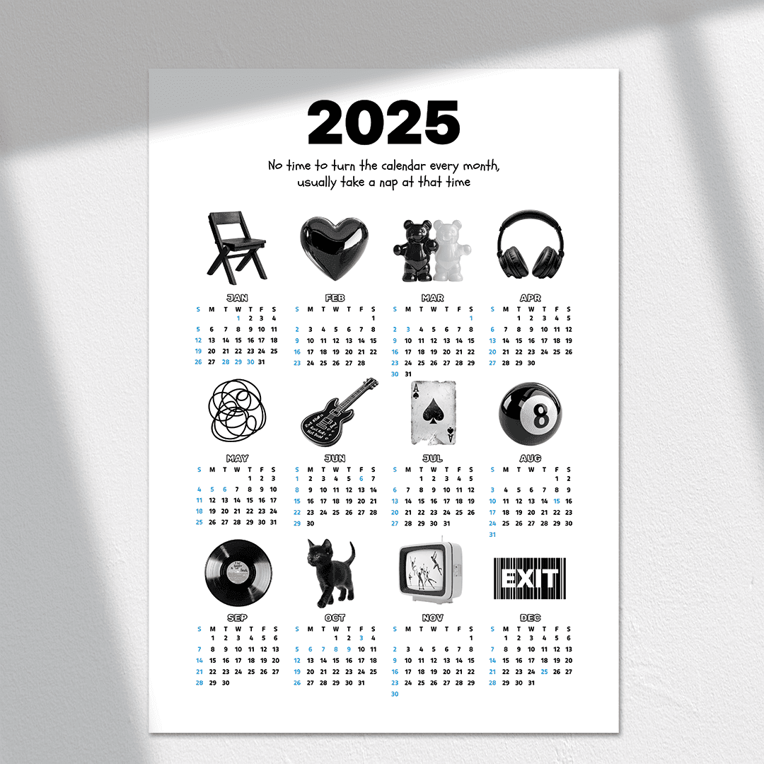 2025 달력 빈티지 인테리어 포스터 액자 캘린더 벽걸이 달력 포스터 벽장식 벽꾸미기 6종