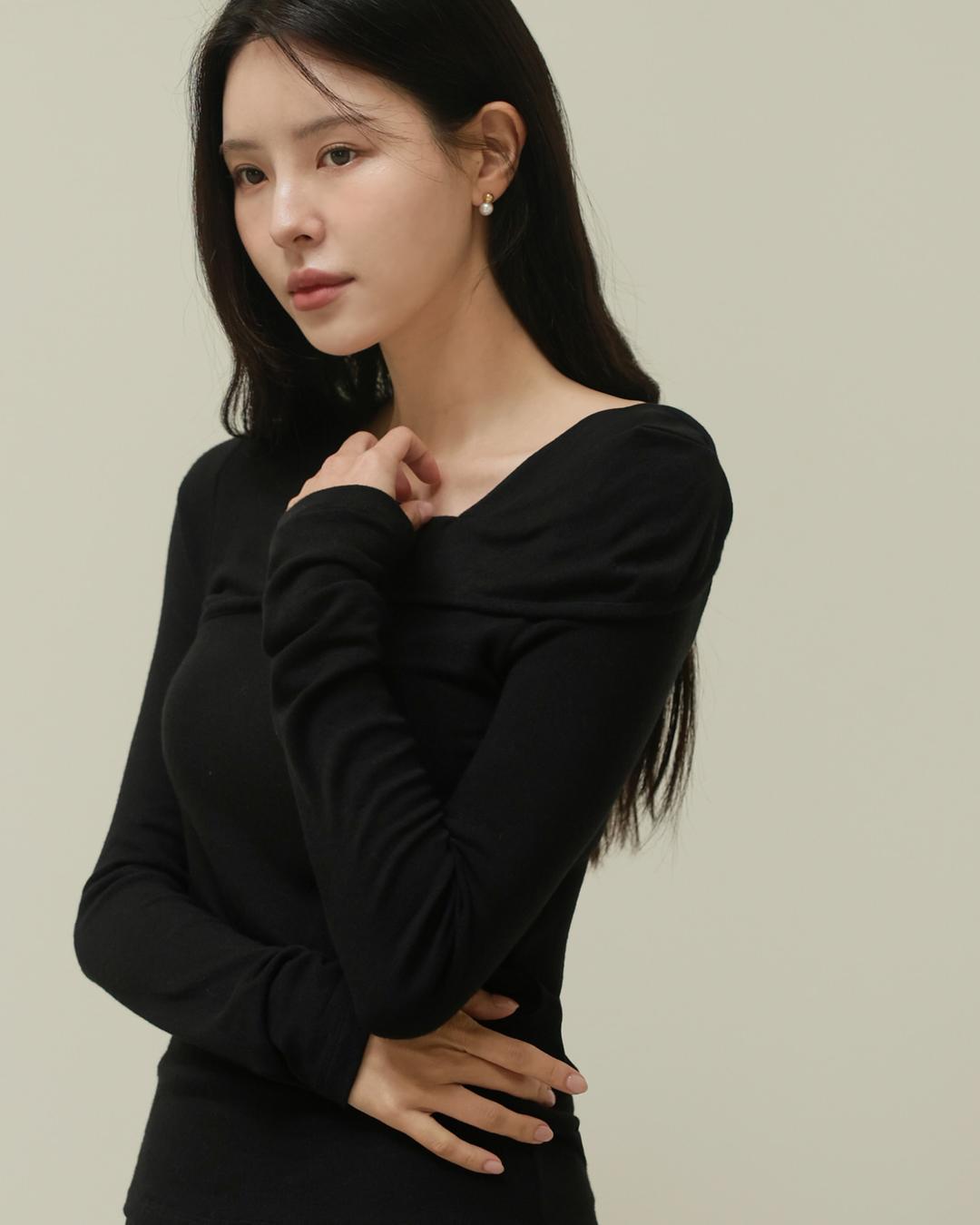 드레이프 플랩 티셔츠 M229