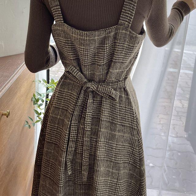 밀리 체크기모 뷔스티에 원피스 a2571