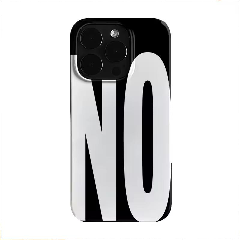 NO 및 YES 맞춤형 아트 흑백 문자 전화 케이스 iPhone 16 15 14 13 12 11 Pro XS Max 7 8 Plus MINI Y2K 커버