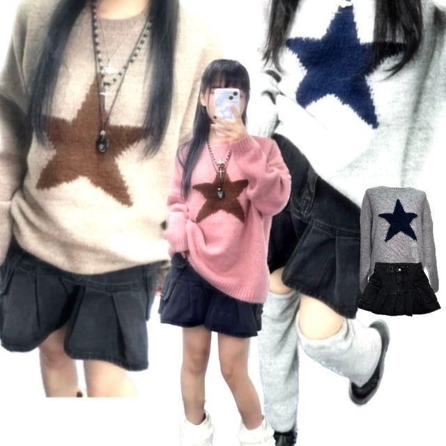 [도톰~고퀄리티] y2k star knit - 와투케 스타 별 니트 키치 하이틴 뉴진스 신상 포근