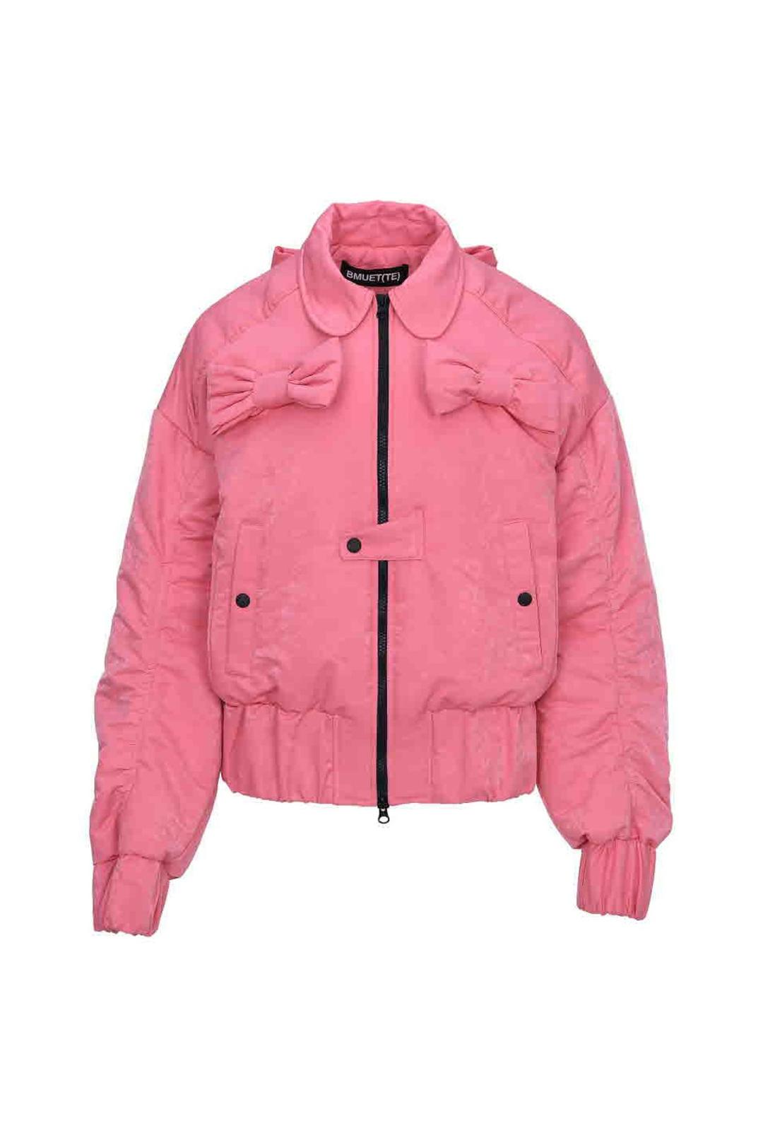 리본 봄버 자켓 핑크
