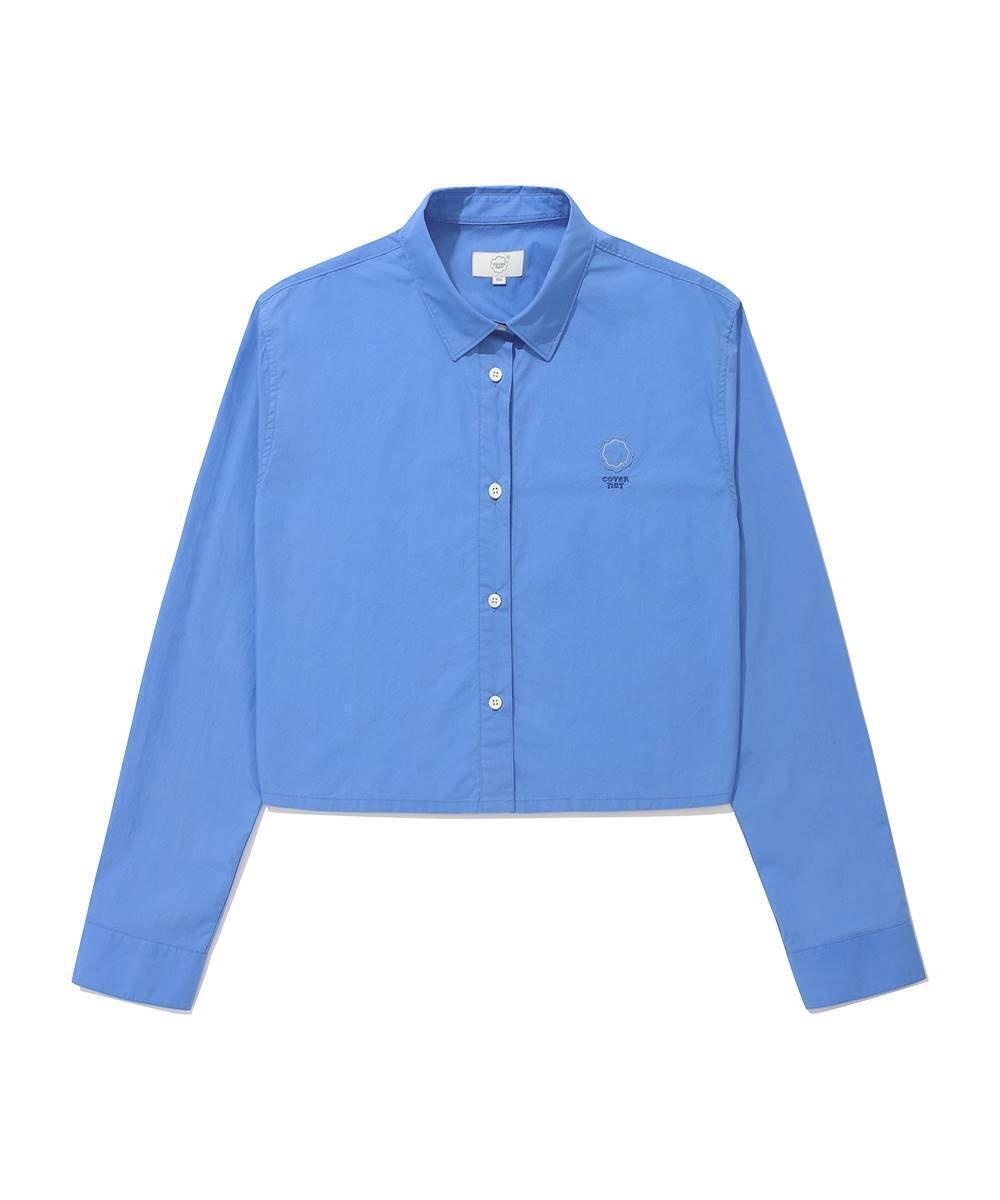 [FAMILY SALE]  우먼 포플린 크롭 셔츠 Blue