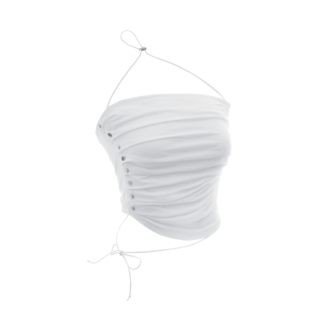 From button shirring top white
