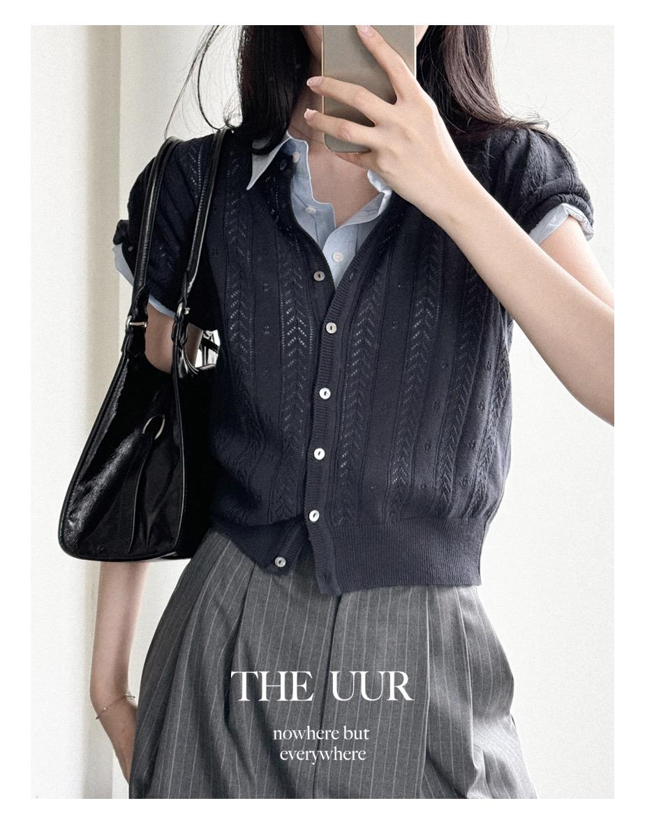 uur lace crochet cardigan [Navy]