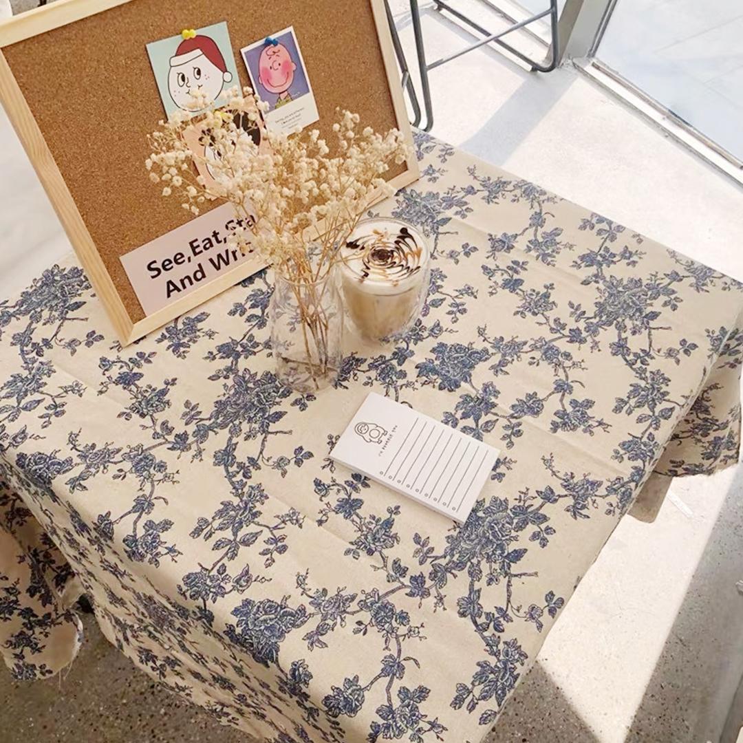 빈티지 꽃무늬 테이블보 (70x70cm) 식탁보 협탁보 홈카페 캠핑 인테리어 감성 소품