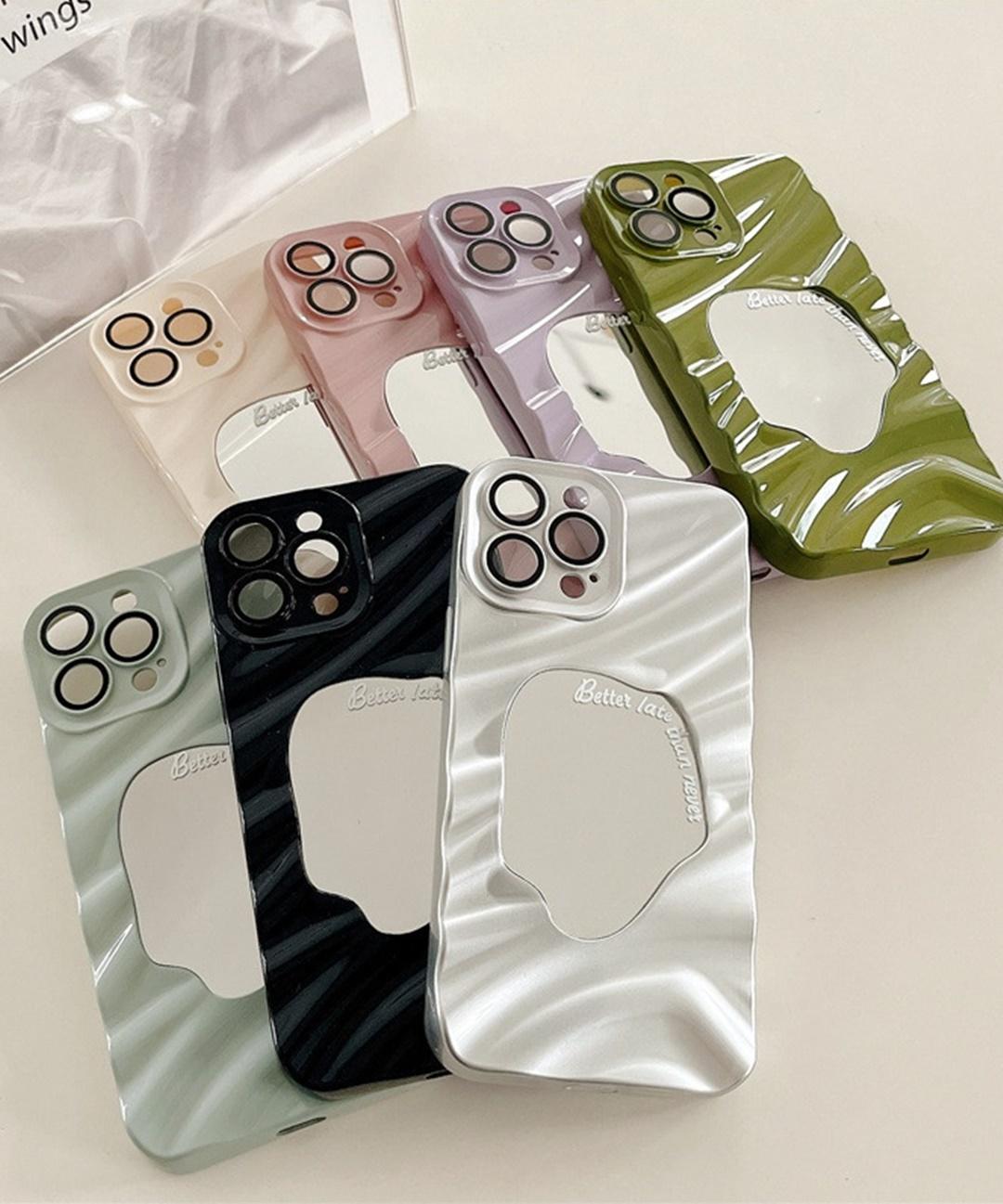 15입고❤당일출고 웨이브 물결 미러 아이폰케이스 범퍼 핸드폰케이스 생일 선물 유광 매트 젤리 카메라보호 풀커버 거울 휴대폰케이스 ( 아이폰11 12 13 14 15 프로 맥스 )