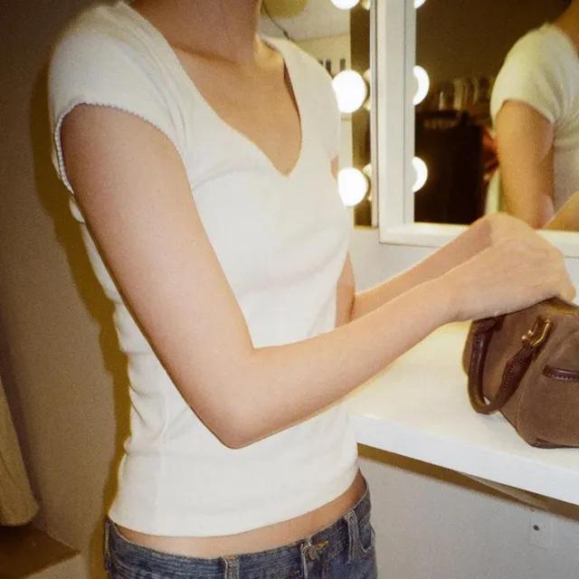 브랜디멜빌 반팔 STARLA 레이스 탑 화이트 여성 티셔츠 Brandy Melville