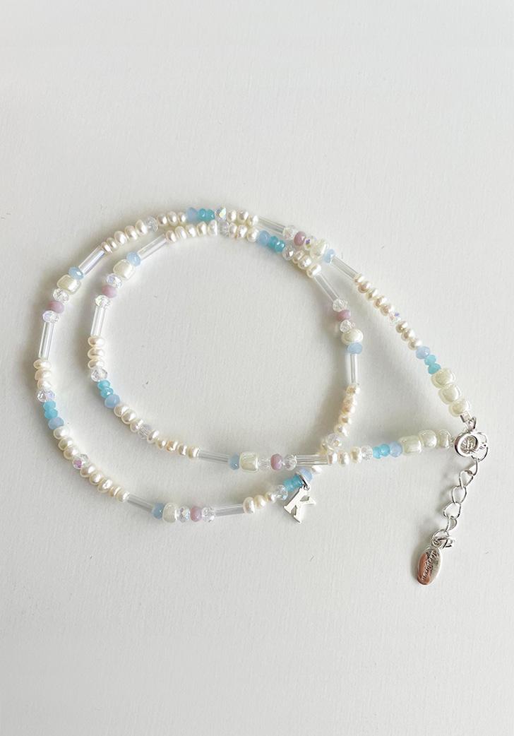 cotton candy initial necklace (silver 925)