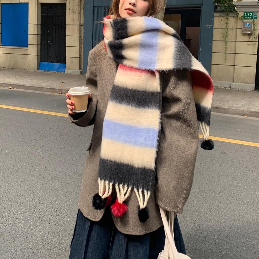 9color 러블리 소프트 폼폼 겨울 대형 머플러 목도리