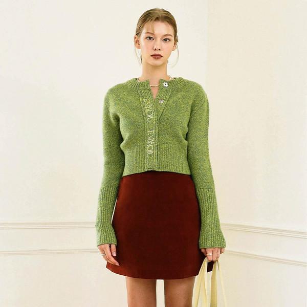 CROP TWO-TONE CARDIGAN - MINT GREEN 크롭 투톤 가디건 - 민트그린