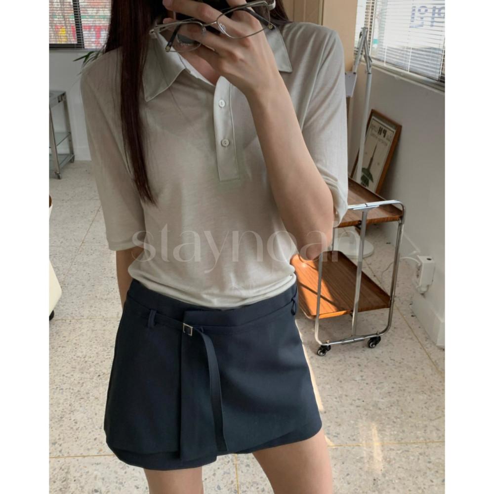 meetme 미트미 텐셀 카라 셔츠 시어 반팔 pk 티셔츠 (3c)