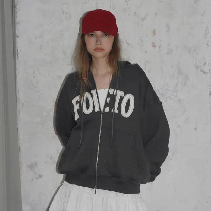 [4th] Washing winter hoody zip-up - vintage charcoal